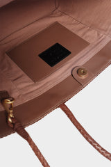 Inside of Leather charcoal grey bag