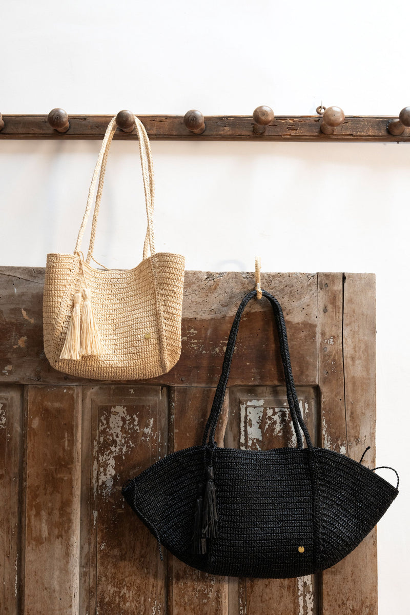 MAISON N.H PARIS - CROISSANT raffia tote bag
